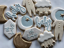 Load image into Gallery viewer, Moons and stars baby shower cookies