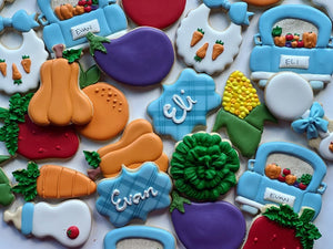 Vegetables fall theme Baby shower cookies