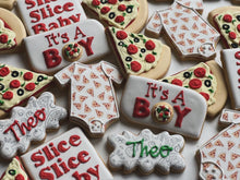 Load image into Gallery viewer, Pizza theme Baby shower cookies