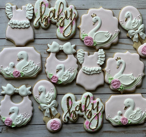 Swan Baby shower cookies