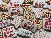 Load image into Gallery viewer, Pizza theme Baby shower cookies