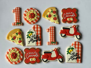 Italian Pizza Party Theme Cookies