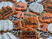 Load image into Gallery viewer, Pumpkin Fall Baby shower cookies