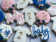 Load image into Gallery viewer, Gender reveal baby shower cookies