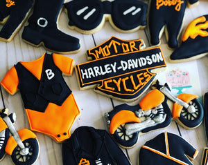Harley Davidson baby shower cookies
