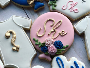 Gender reveal baby shower cookies