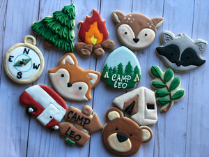 Camping woodland  Theme Cookies- 2 Dozen