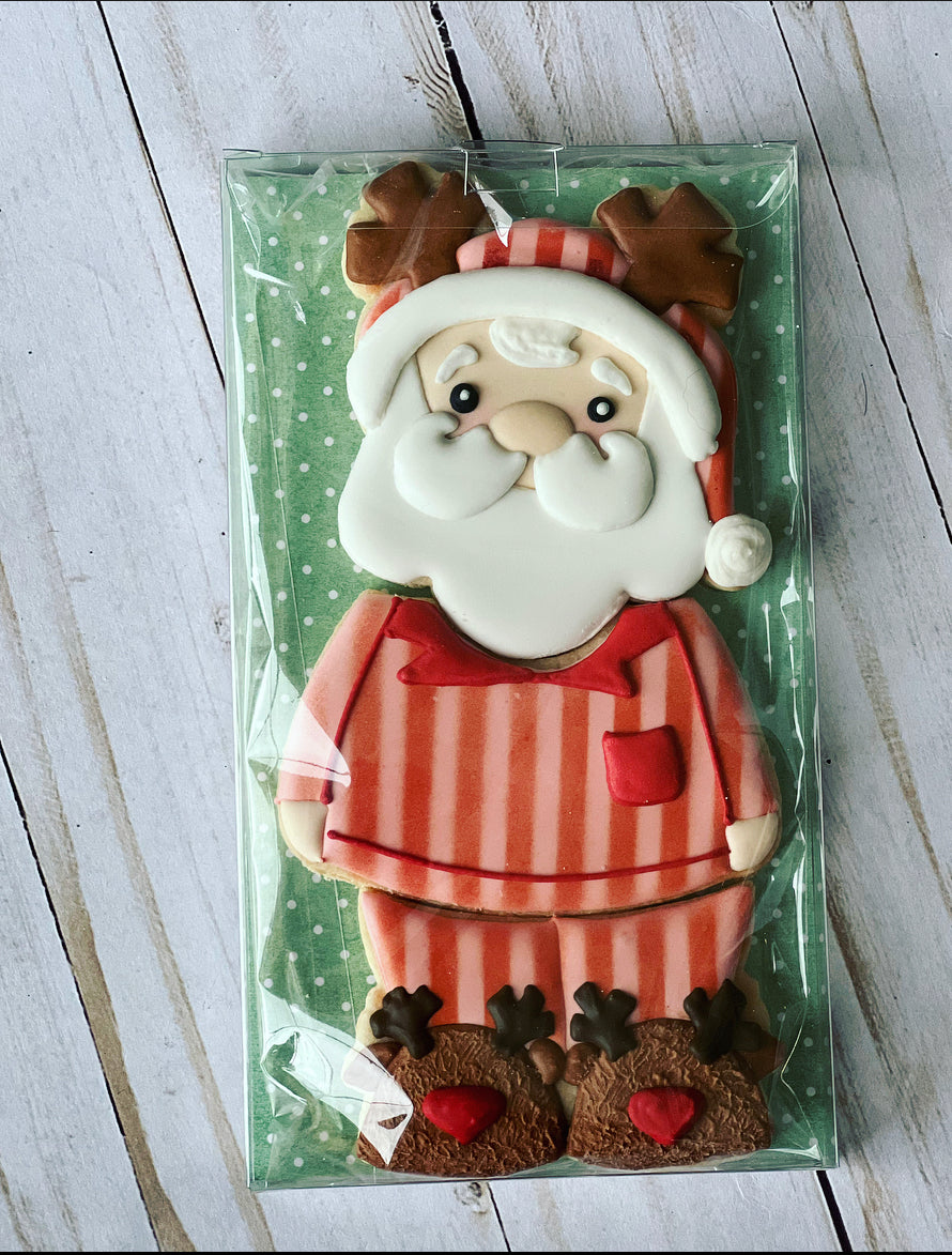 Santa in pijamas Christmas Cookies gift set