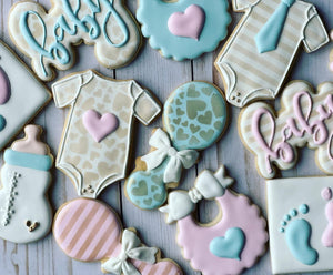 Gender reveal baby shower cookies