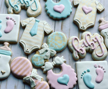 Load image into Gallery viewer, Gender reveal baby shower cookies