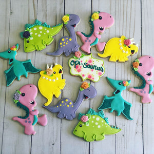 Girl Dinosaur Cookies