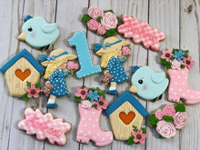 Load image into Gallery viewer, One year old birthday garden Theme Cookies