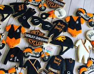Harley Davidson baby shower cookies