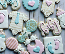 Load image into Gallery viewer, Gender reveal baby shower cookies