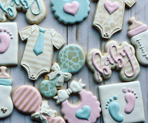 Gender reveal baby shower cookies