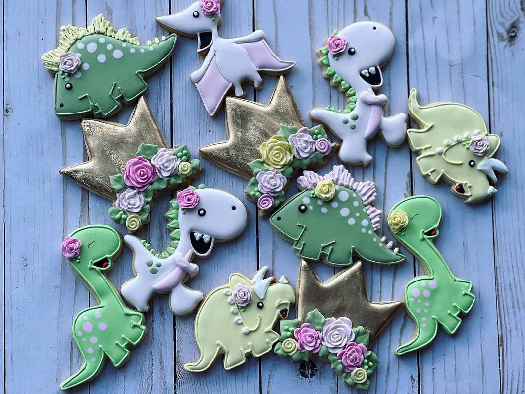 Girl Dinosaur Cookies