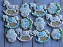 Load image into Gallery viewer, Baby shower gender reveal cookies