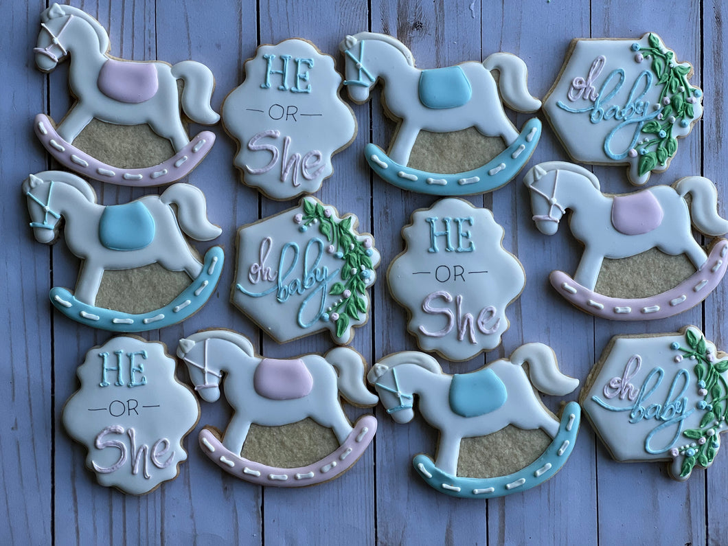 Baby shower gender reveal cookies