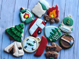 Camping woodland  Theme Cookies- 2 Dozen