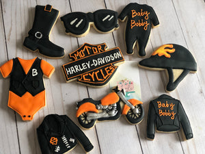Harley Davidson baby shower cookies