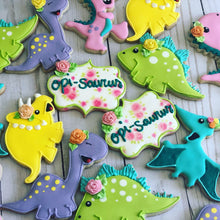 Load image into Gallery viewer, Girl Dinosaur Cookies