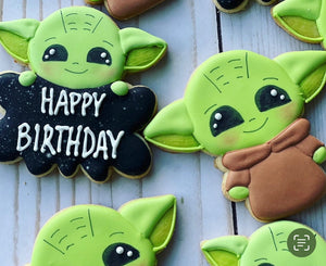 Baby Yoda birthday cookies