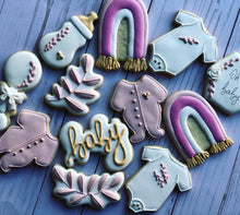 Load image into Gallery viewer, Rainbow Baby shower cookies