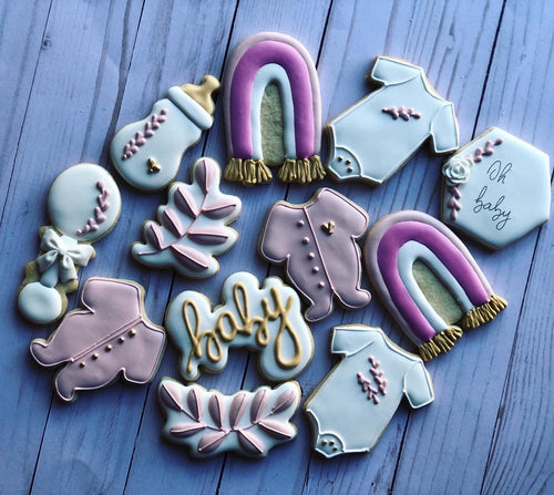 Rainbow Baby shower cookies