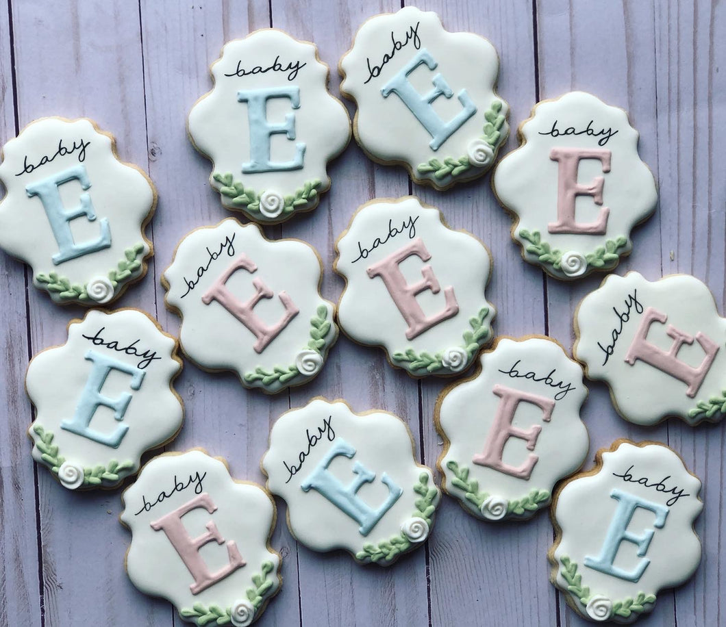 Baby shower gender reveal cookies