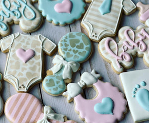 Gender reveal baby shower cookies