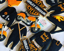 Load image into Gallery viewer, Harley Davidson baby shower cookies