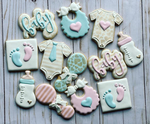 Gender reveal baby shower cookies