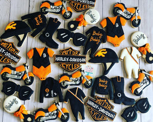 Harley Davidson baby shower cookies