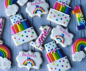 One year old rainbow birthday Theme Cookies