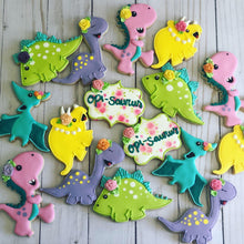 Load image into Gallery viewer, Girl Dinosaur Cookies