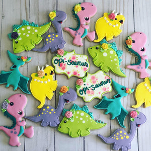 Girl Dinosaur Cookies