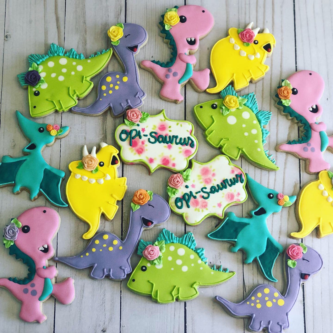 Girl Dinosaur Cookies