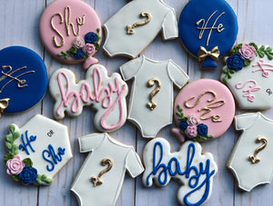 Gender reveal baby shower cookies