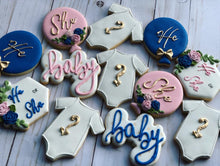 Load image into Gallery viewer, Gender reveal baby shower cookies
