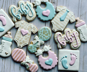 Gender reveal baby shower cookies