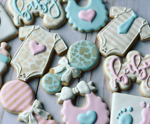 Gender reveal baby shower cookies