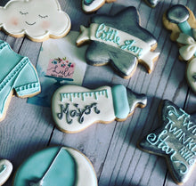 Load image into Gallery viewer, Moon and stars Baby shower cookies