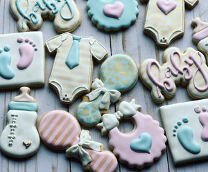 Gender reveal baby shower cookies