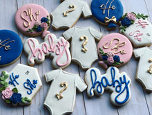 Load image into Gallery viewer, Gender reveal baby shower cookies