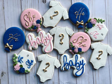 Load image into Gallery viewer, Gender reveal baby shower cookies