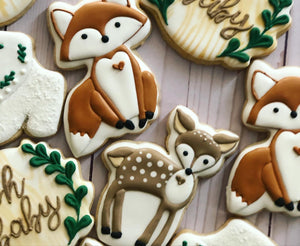 Woodland Baby shower cookies