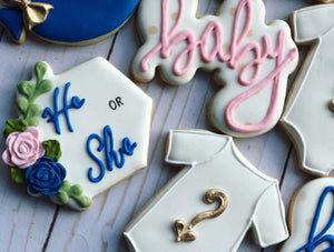 Gender reveal baby shower cookies