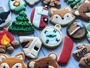 Camping woodland  Theme Cookies- 2 Dozen