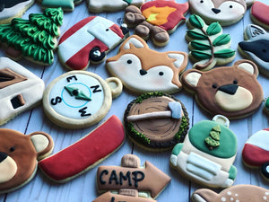 Camping woodland  Theme Cookies- 2 Dozen