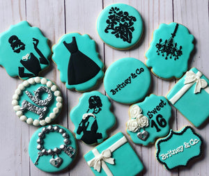 Sweet sixteen, Tiffany and co Theme Cookies